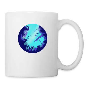Underwater world with fish and shipwreck - Mug - white - Right