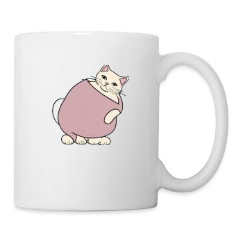 Fette Katze - Tasse - Weiß - Rechts