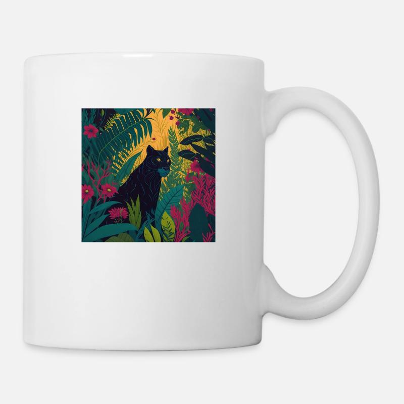 Schwarzer Panther Jungle - Tasse - Weiß