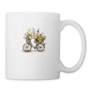 Fahrrad mit Blumen - Tasse - Weiß - Rechts