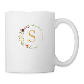 Monogramme S Floral personnalisable - Mug blanc - blanc - Droite