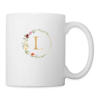 Monogramme L Floral personnalisable - Mug blanc - blanc - Droite