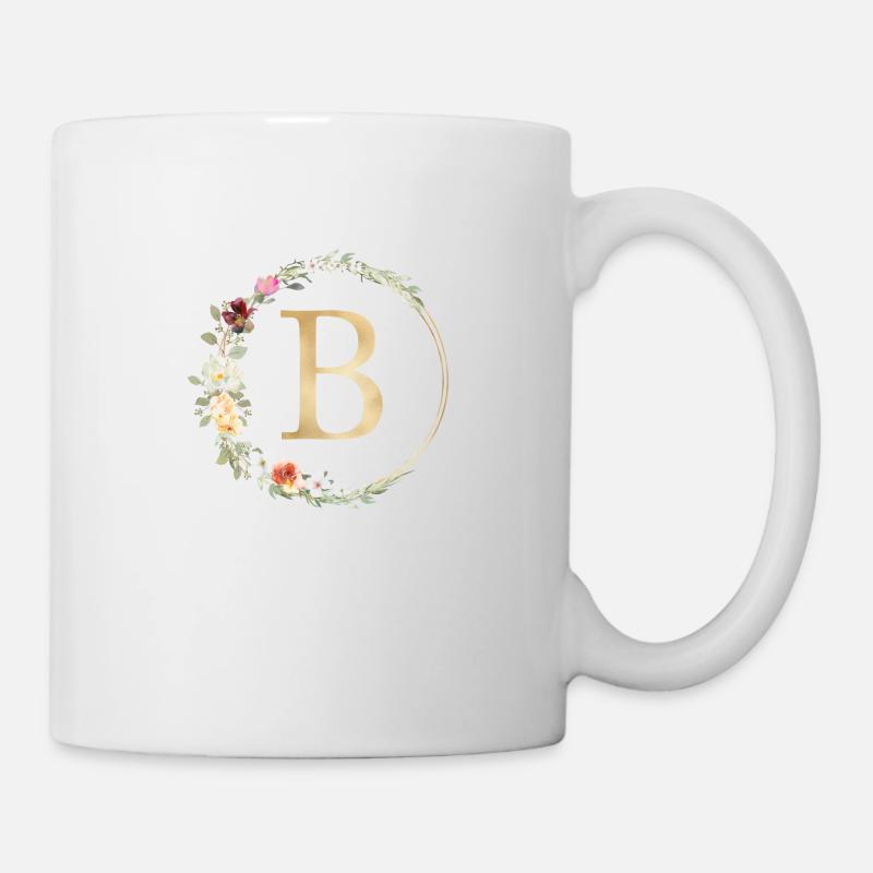 Personalisierbar Monogramm B Floral - Tasse - Weiß