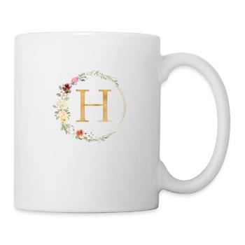 Personalisierbar Monogramm H Floral - Tasse - Weiß - Rechts
