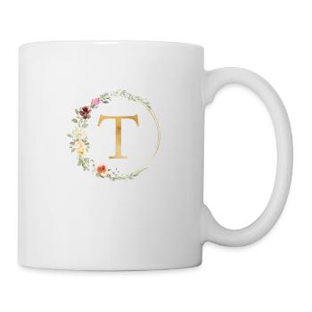 Monogramme T Floral personnalisable - Mug blanc - blanc - Droite