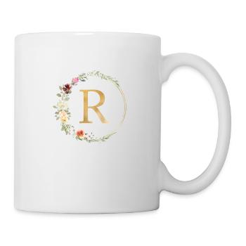 Monogramme R Floral personnalisable - Mug blanc - blanc - Droite