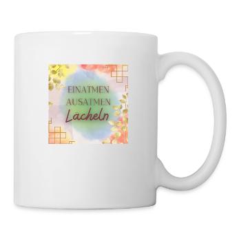 Einatmen ausatmen lächeln - Tasse - Weiß - Rechts