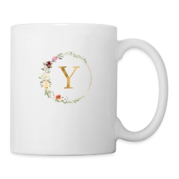 Monogramme Y Floral personnalisable - Mug blanc - blanc - Droite