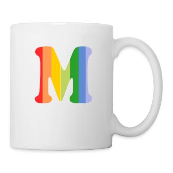 Buchstabe M Regenbogen - Tasse - Weiß - Rechts