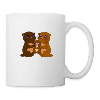 Goldige braune Otterfamilie, Mama, Papa und Kind - Tasse - Weiß - Rechts