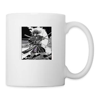schwarz weiß Manga Anime Samurai Japan Otaku - Tasse - Weiß - Rechts