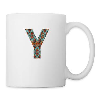 Letter Y- boho design, Colorful monogram - Mug - white - Right