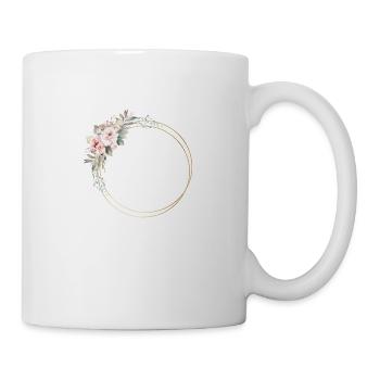 Modern flower wreath circle can be personalized - Mug - white - Right
