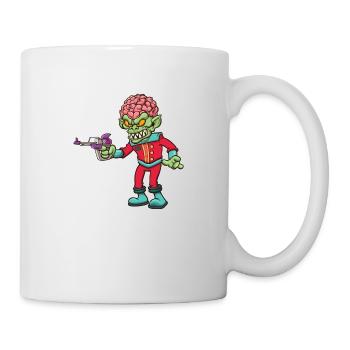 Alien maléfique avec un pistolet spatial - Mug blanc - blanc - Droite