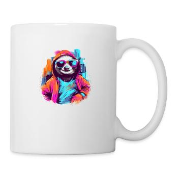 Cooles Faultier mit Sonnenbrille - Tasse - Weiß - Rechts