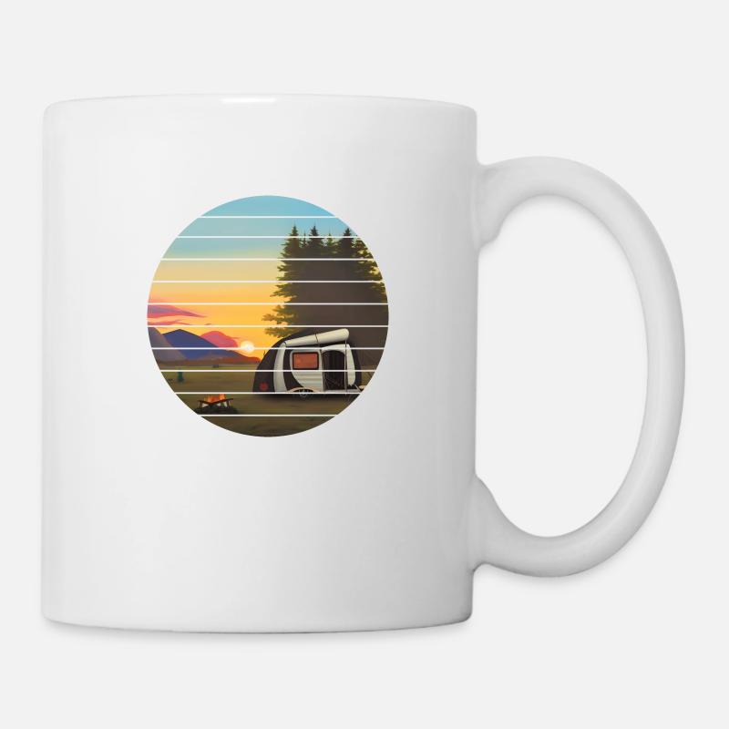 Wohnwagen Camping Wohnmobil Geschenk Camp Zelten - Tasse - Weiß