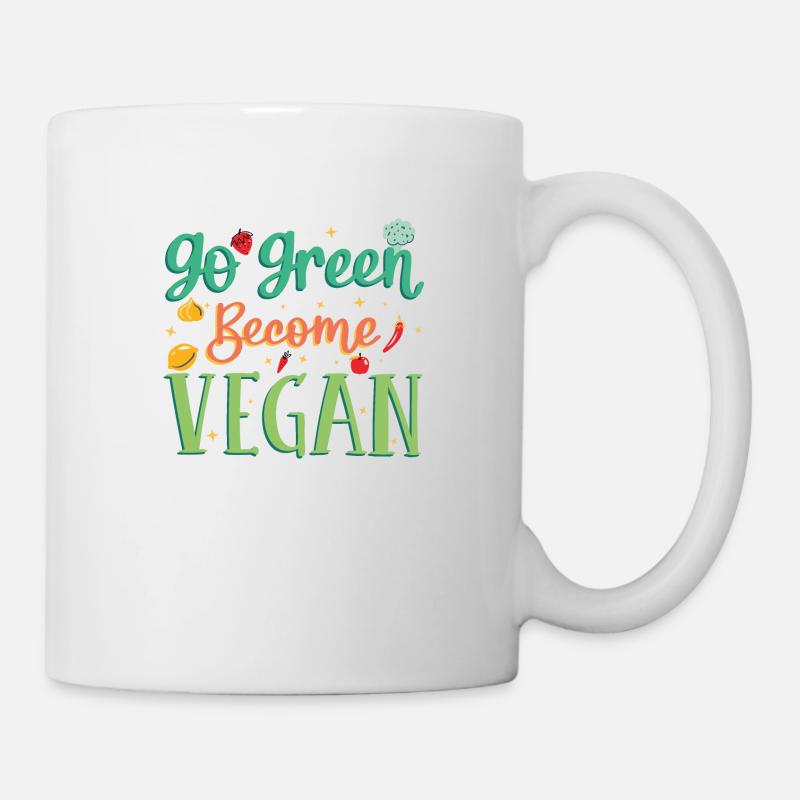 GO GREEN VEGAN - Mug - white