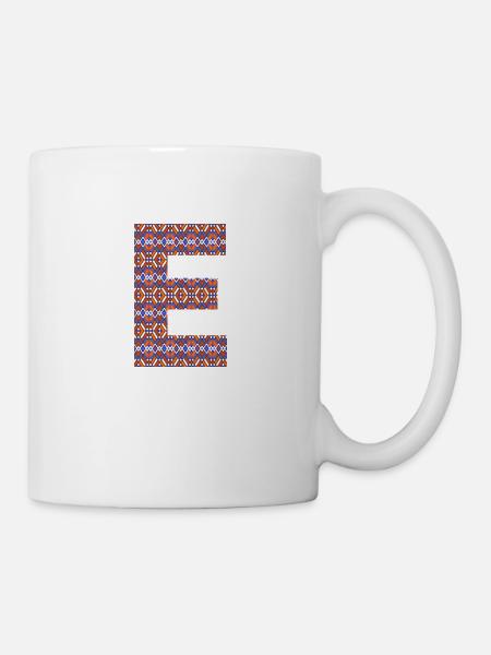 Monogramm Buchstabe E - geometrisches Muster - Tasse - Weiß