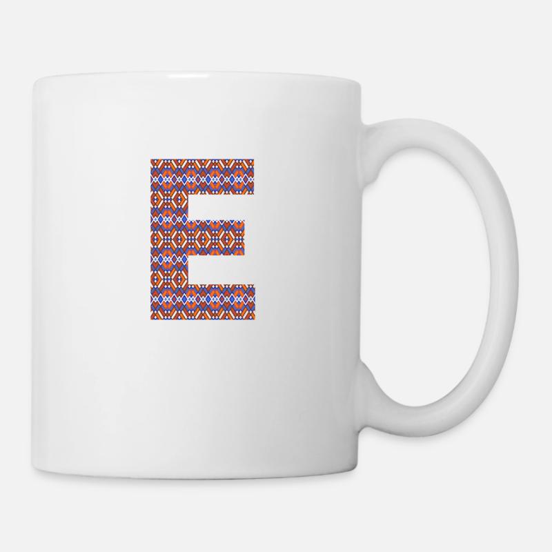 Monogramm Buchstabe E - geometrisches Muster - Tasse - Weiß