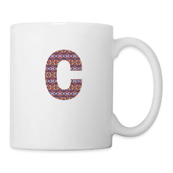 Monogramm Buchstabe C - geometrisches Muster - Tasse - Weiß - Rechts