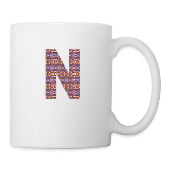 Monogramm Buchstabe N - geometrisches Muster - Tasse - Weiß - Rechts