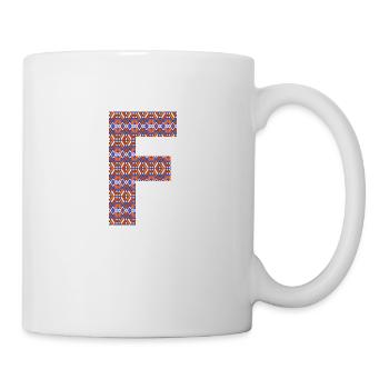 Monogramm Buchstabe F - geometrisches Muster - Tasse - Weiß - Rechts