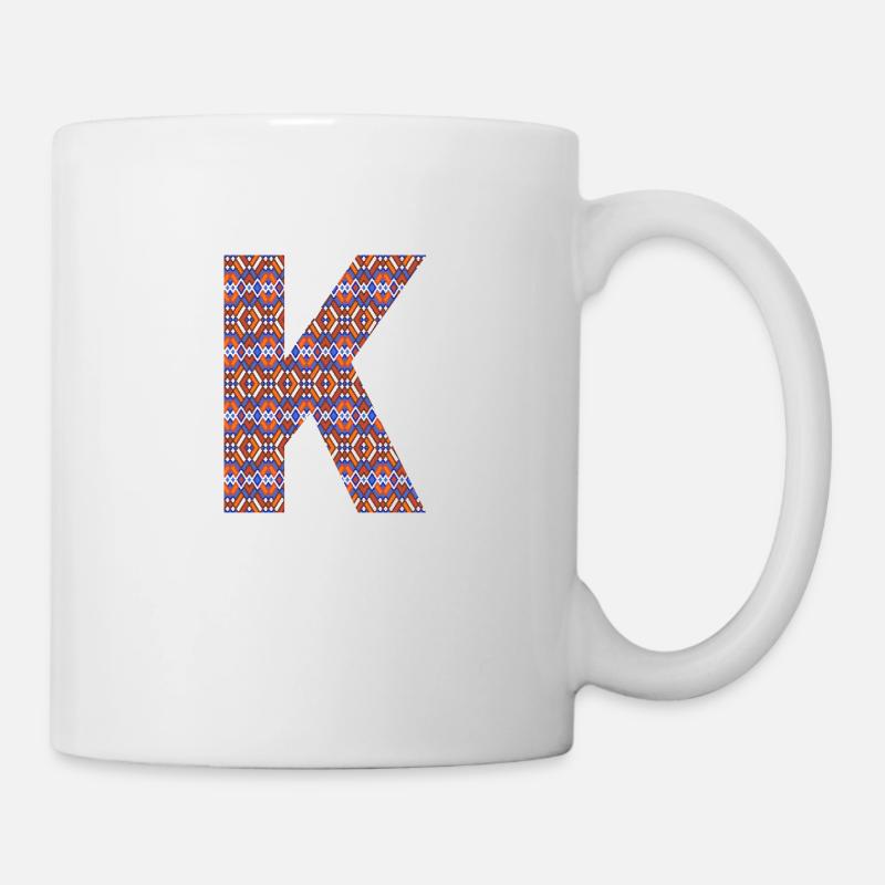 Lettre monogramme K - motif géométrique - Mug blanc - blanc