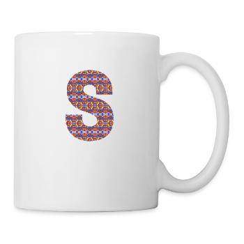 Monogramm Buchstabe S - geometrisches Muster - Tasse - Weiß - Rechts