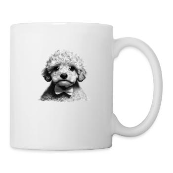 Pudel Hundewelpe mit Fliege Hundehalter Pudelwelpe - Tasse - Weiß - Rechts