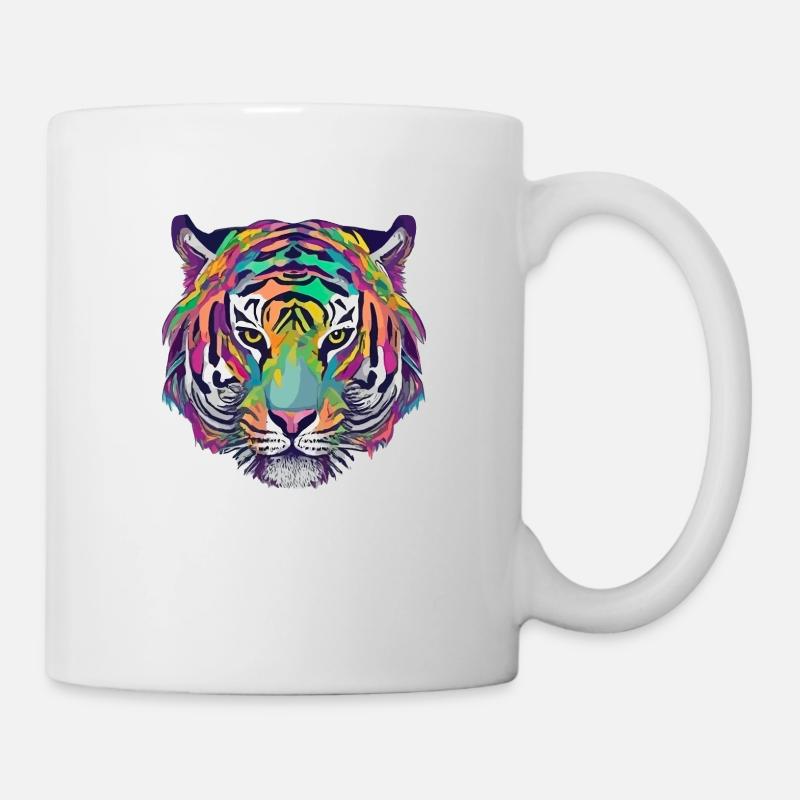 Tiger Kopf Graphic Tee Illustration Art Comic - Tasse - Weiß