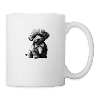 Hundewelpe Pudel mit Fliege Hundehalter Pudelwelpe - Tasse - Weiß - Rechts