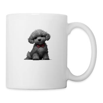 Hundehalter Pudel mit Fliege Pudelwelpe Hundewelpe - Tasse - Weiß - Rechts