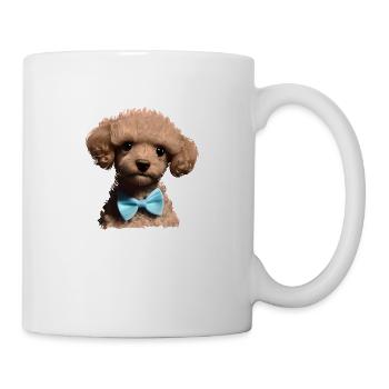 Pudel Hundewelpe mit Fliege Hundehalter Pudelwelpe - Tasse - Weiß - Rechts
