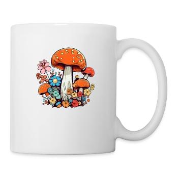 Fleurs et champignons - Mug blanc - blanc - Droite