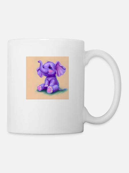 Baby elephant purple - Mug - white