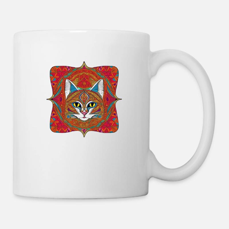 Beautiful Bohemian Cat | - Mug - white