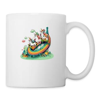 Les licornes au pays arc en ciel - Mug blanc - blanc - Droite