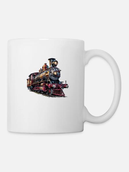 Das Bild einer alten Dampflokomotive - Tasse - Weiß