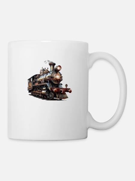 Das Bild einer alten Dampflok - Tasse - Weiß