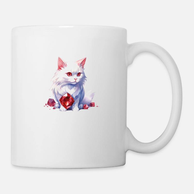 Geburtsstein-Katze Juli - Tasse - Weiß
