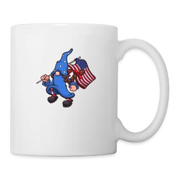 Weiblicher Gnom des 4. Juli mit amerikanischer Flagge - Tasse - Weiß - Rechts