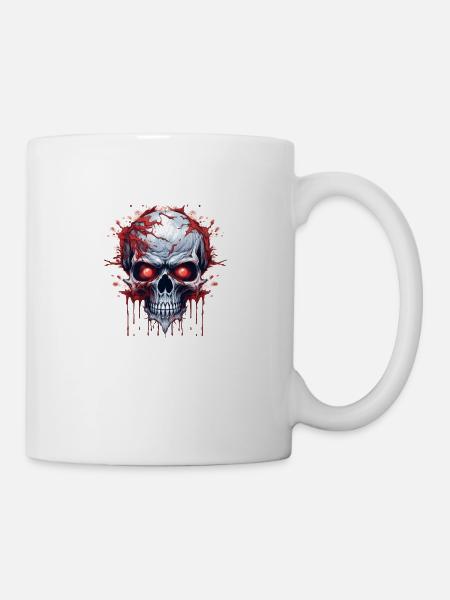 Dämonischer Totenkopf mit roten Augen - Tasse - Weiß