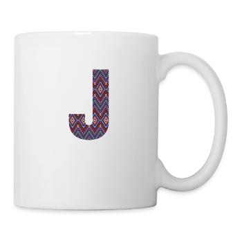 Monogram Letter J- boho colorful design - Mug - white - Right