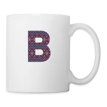 Monogramm Buchstabe B - geometrisches Muster - Tasse - Weiß - Rechts