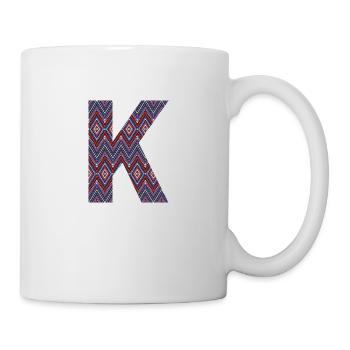 Monogramm Buchstabe K - geometrisches Muster - Tasse - Weiß - Rechts