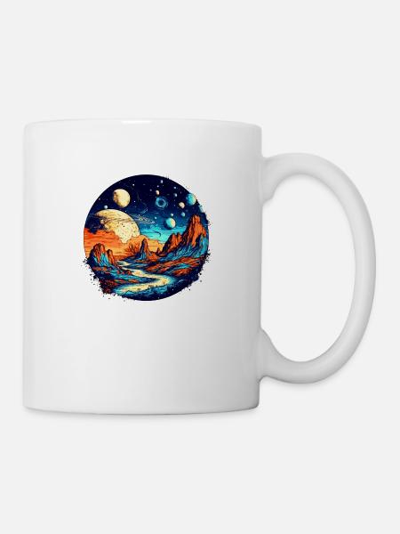 Univers coloré et galaxie dans le système solaire - Mug blanc - blanc