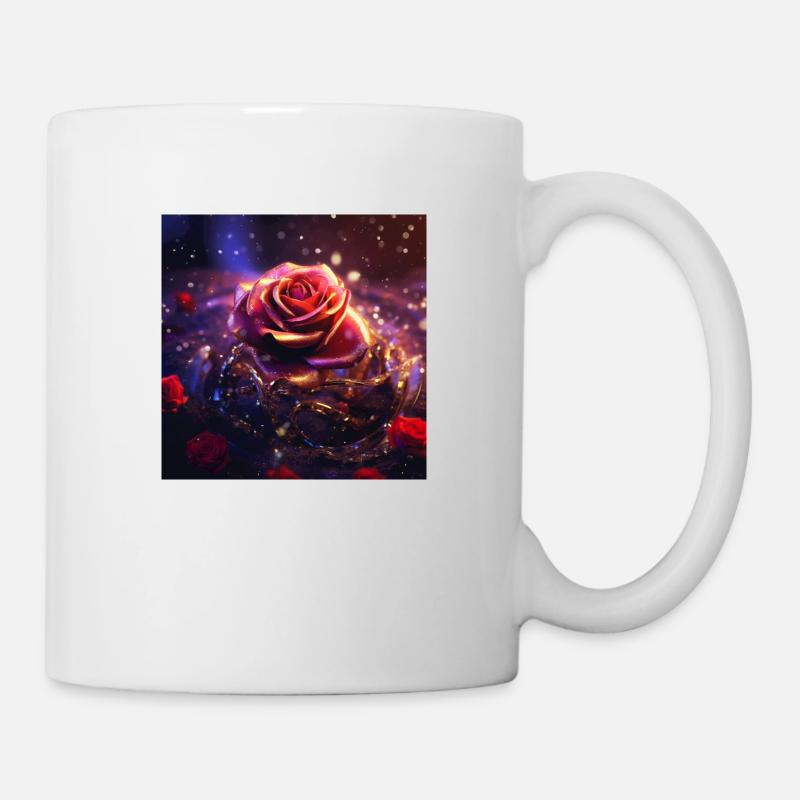 Kristallrote Rose - Tasse - Weiß
