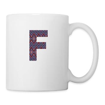 Monogramm Buchstabe F - geometrisches Muster - Tasse - Weiß - Rechts