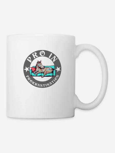 Pro in Prokrastination Einhorn Pferd ist faul - Tasse - Weiß