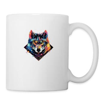 Neon - Wolf - Crystal Polygon - neg - Tasse - Weiß - Rechts